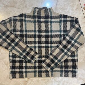 Max Studio Black and Cream Plaid Turtleneck Sweater